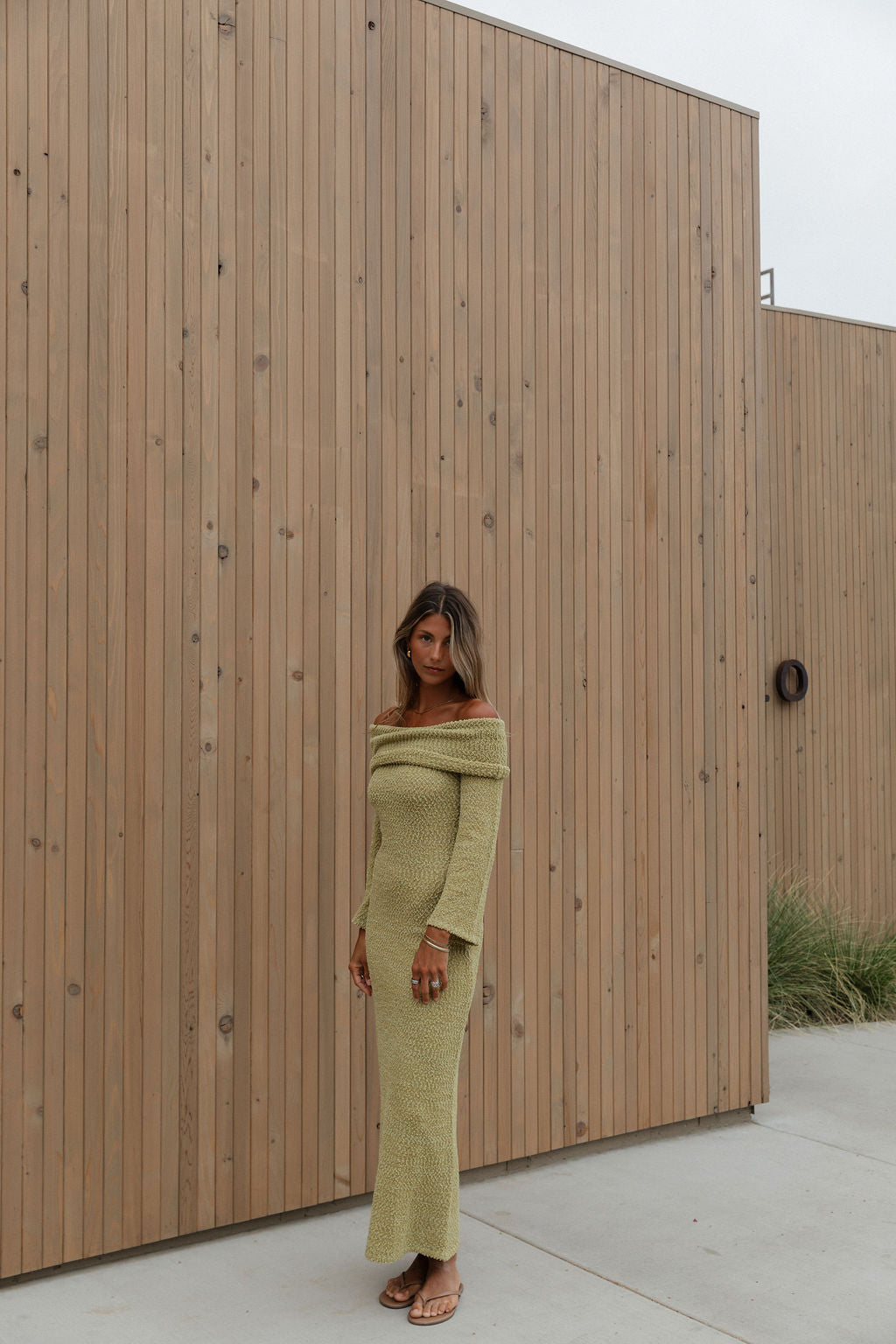 Nora Knit Maxi Dress in Dusty Lime - Bump Friendly