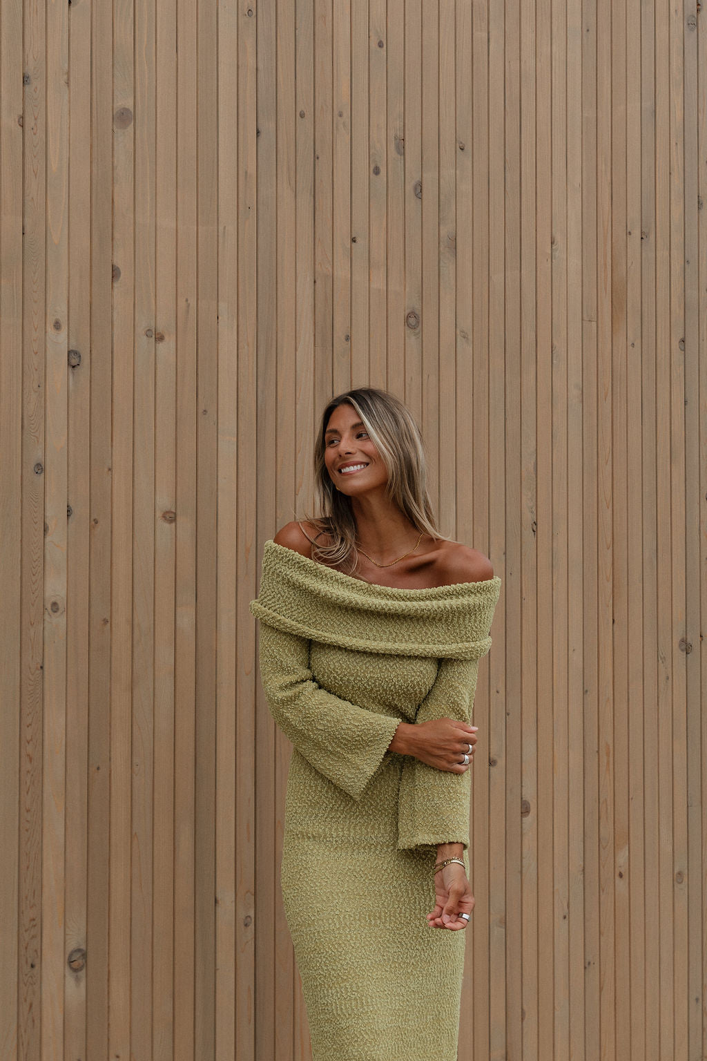 Nora Knit Maxi Dress in Dusty Lime - Bump Friendly
