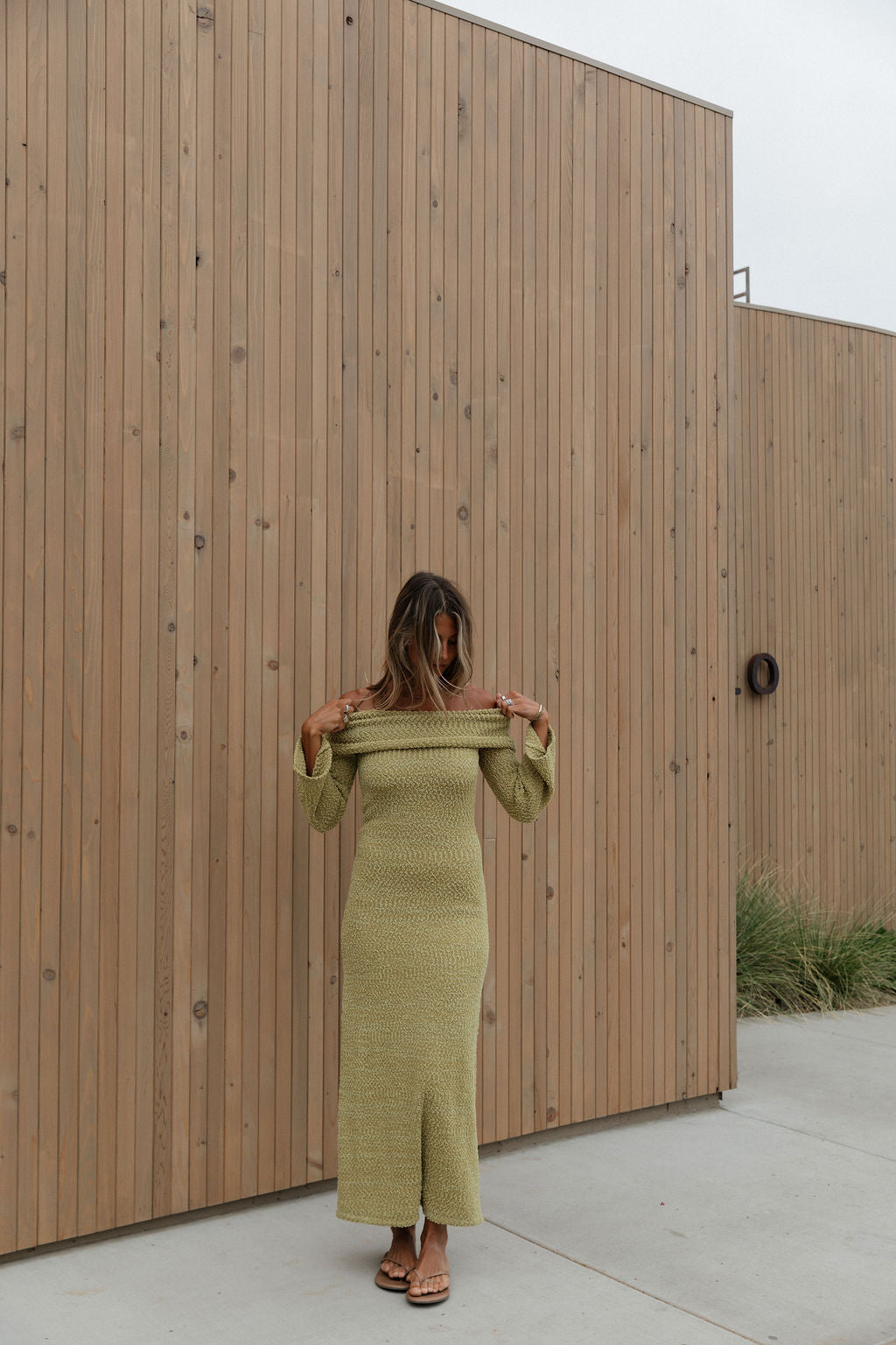 Nora Knit Maxi Dress in Dusty Lime - Bump Friendly