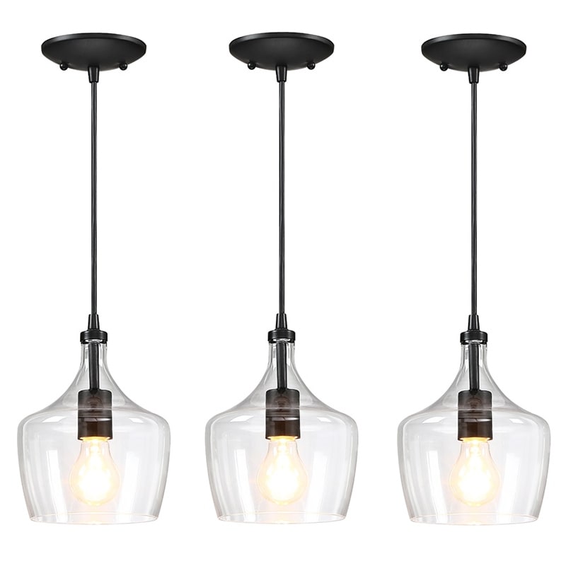 1-Light Kitchen Island Teardrop Clear Glass Pendant(1 or 3-pack can be chosen)