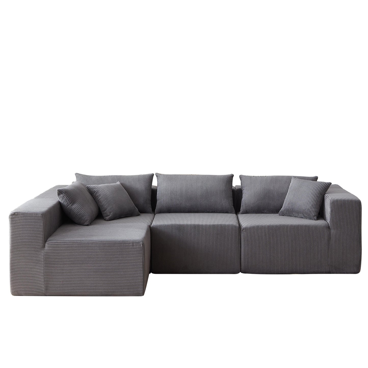 104-Inch Corduroy Modular L Shaped Sectional Sofa,Floor Couch Set,Foam-Filled Compressed Sofa,4 PC Free Combination