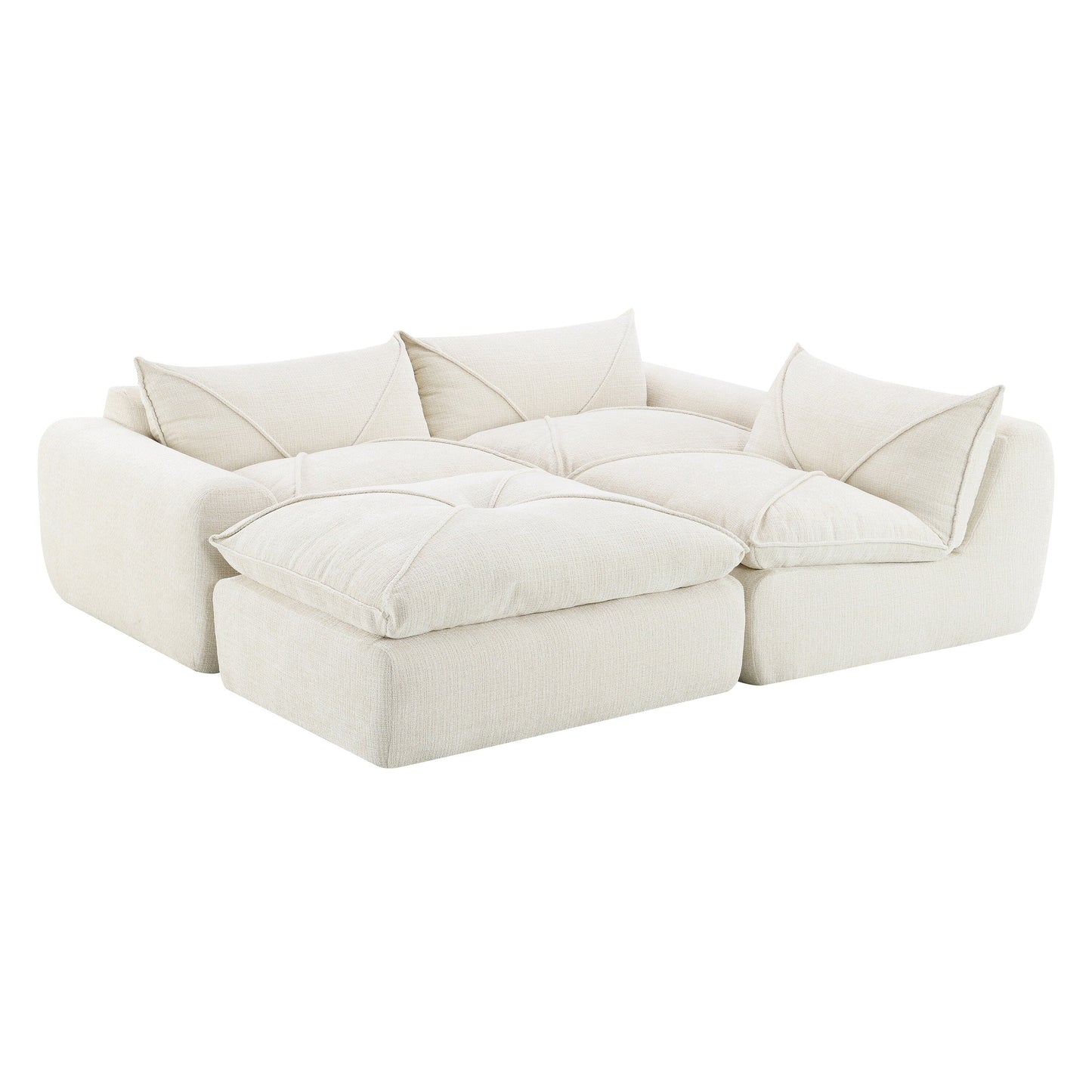 116'' Fully Compressed Sofa with High Density Foam, No Assembly Required, Legless Design without Frame