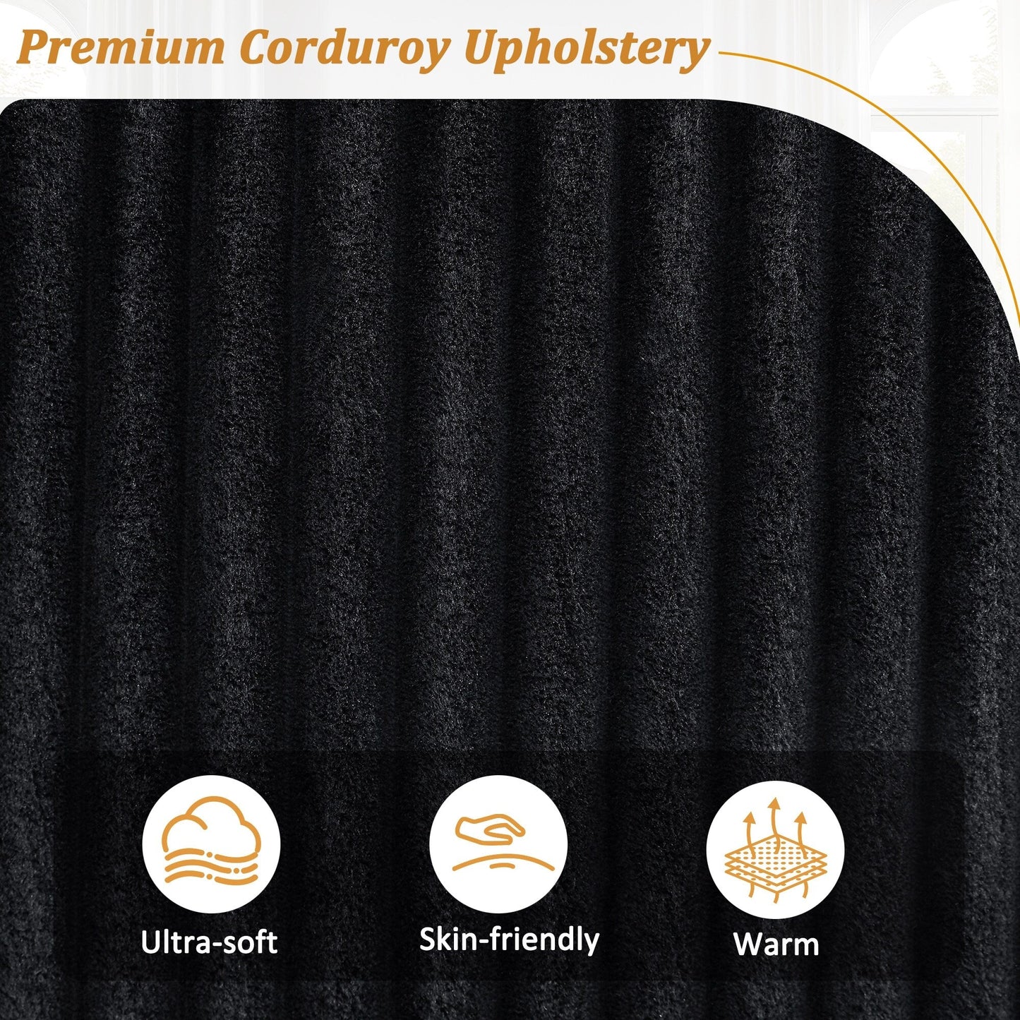 133 4-Seater Corduroy Sofa - Modern Storage Couch with USB Ports, Flip-Top Cup Holders