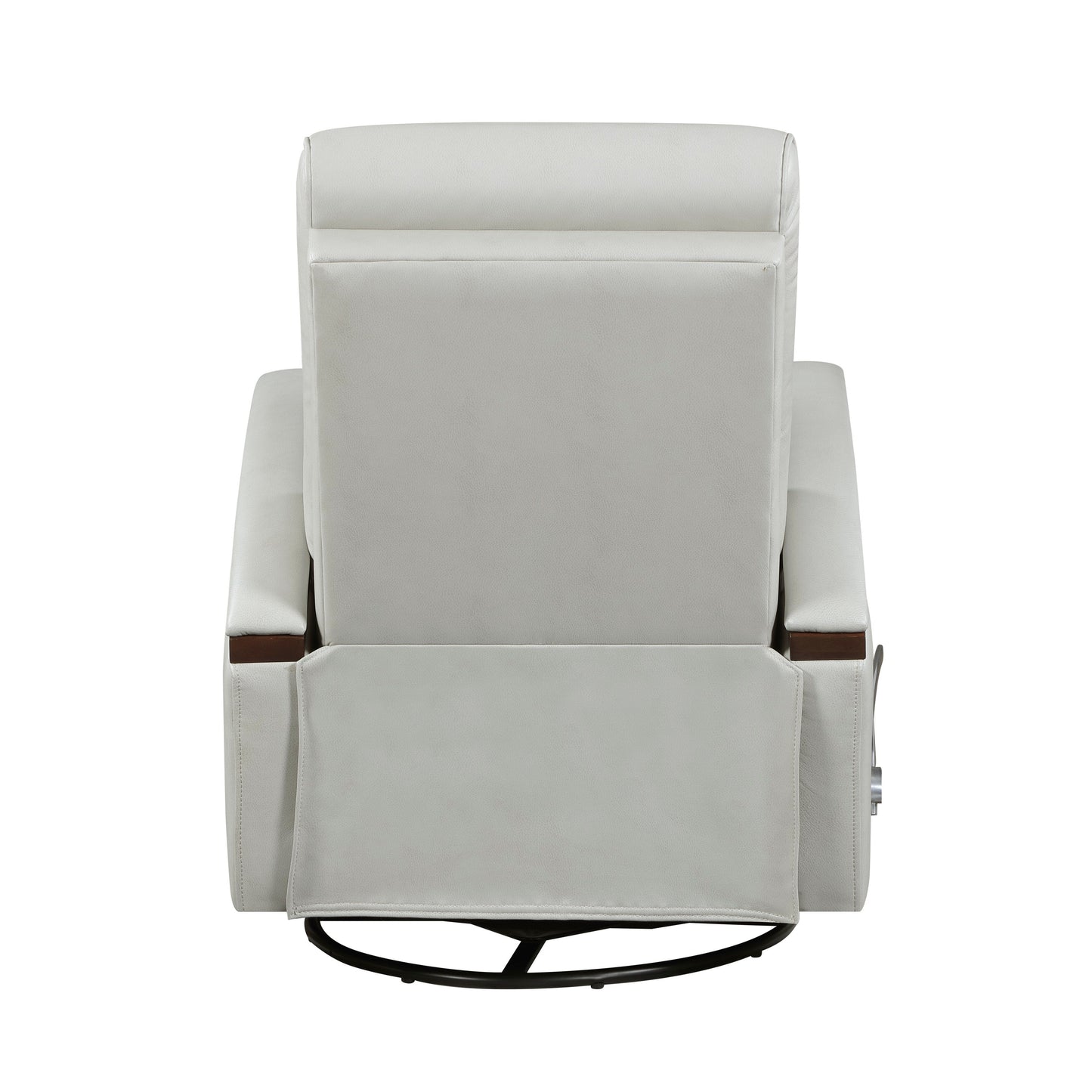 1pc Swivel Gliding Recliner Faux Leather Upholstered Solid Rubberwood Arms Luxurious Living Room Furniture