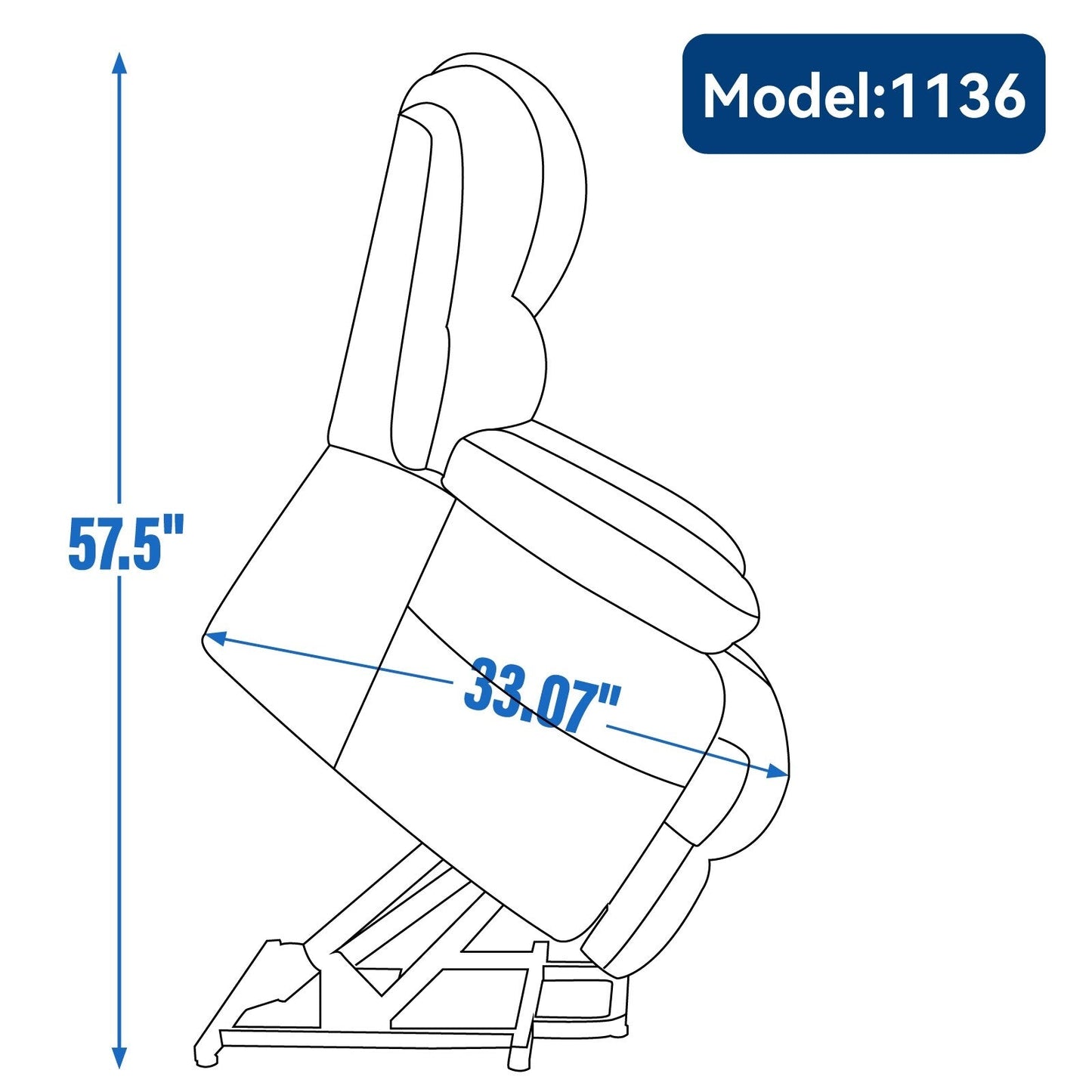 High Back Large Size Chenille Power Lift Recliner Chair