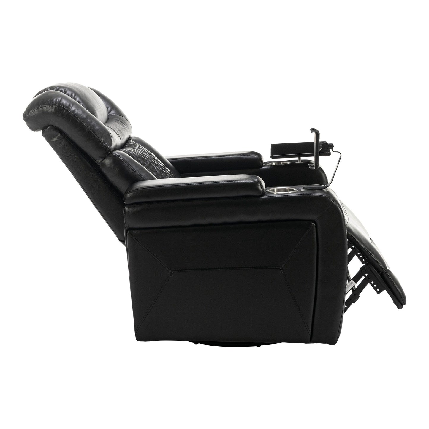 270 Degree Swivel Power Recliner Individual Seat Home Theater Recliner with Tray Table, Phone Holder, Cup Holder, USB Port