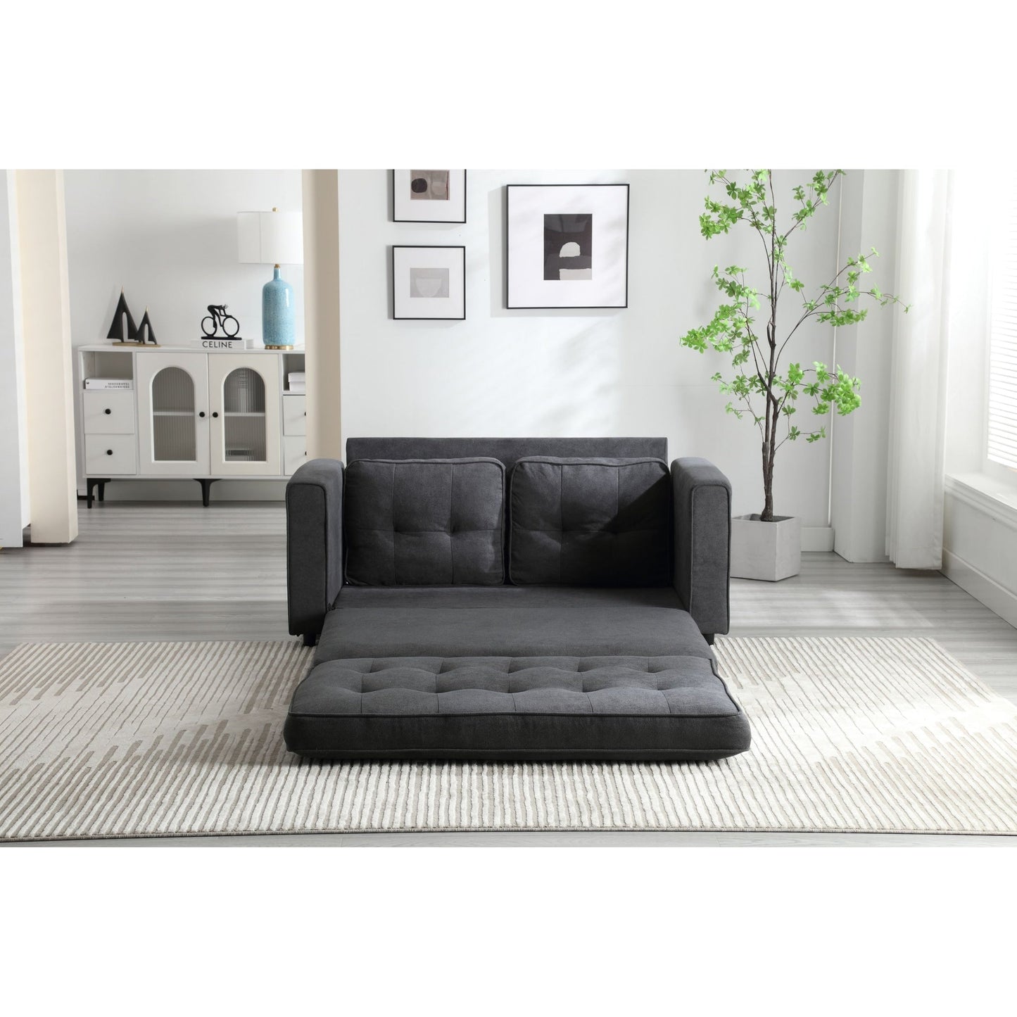 Plush Velvet Convertible 3-Fold Sofa Bed - 31.10 x 55.00 x 31.00