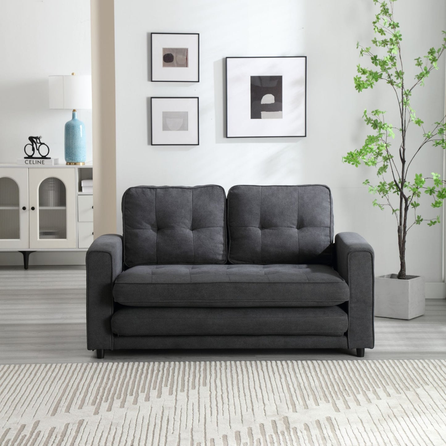 Plush Velvet Convertible 3-Fold Sofa Bed - 31.10 x 55.00 x 31.00