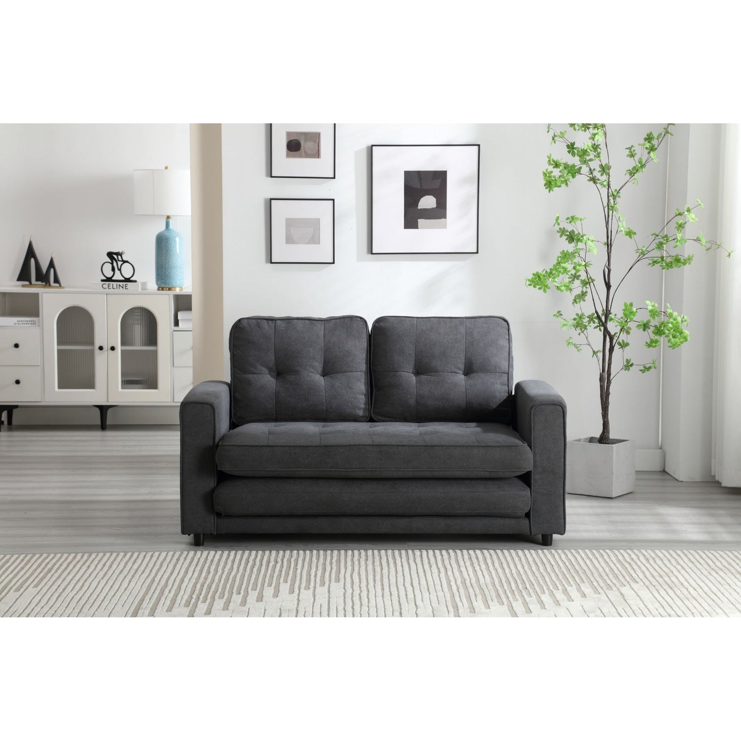 Plush Velvet Convertible 3-Fold Sofa Bed - 31.10 x 55.00 x 31.00