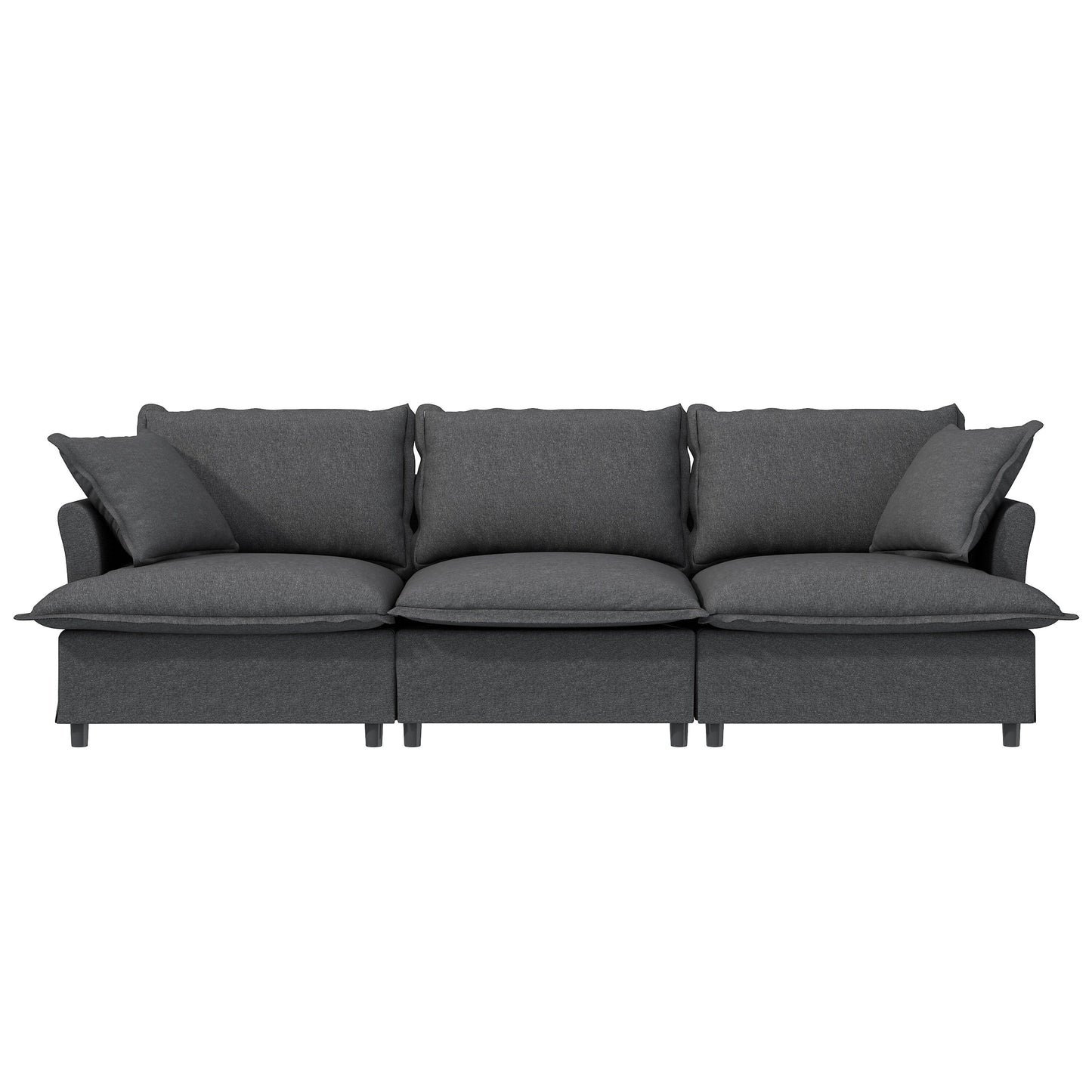 3 Seat Sofa Module For Modular Sectional Sofa,Wide Seat,Chenille Cloud Couch With Throw Pillows