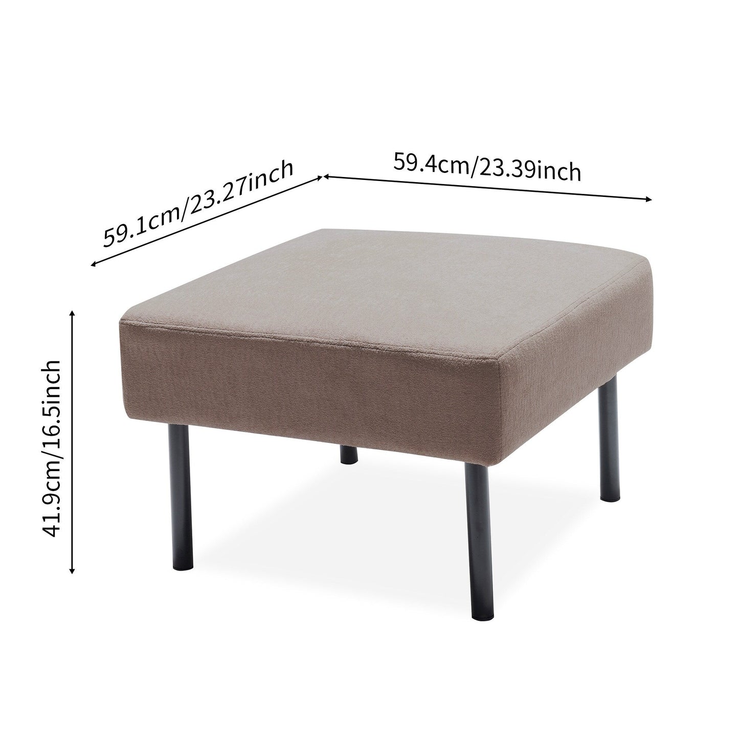 3 Seater L-Shaped Polyester Fabric Sofa with Ottoman, Modern Upholstered Sofa, Comfy Small Couches for Small Space