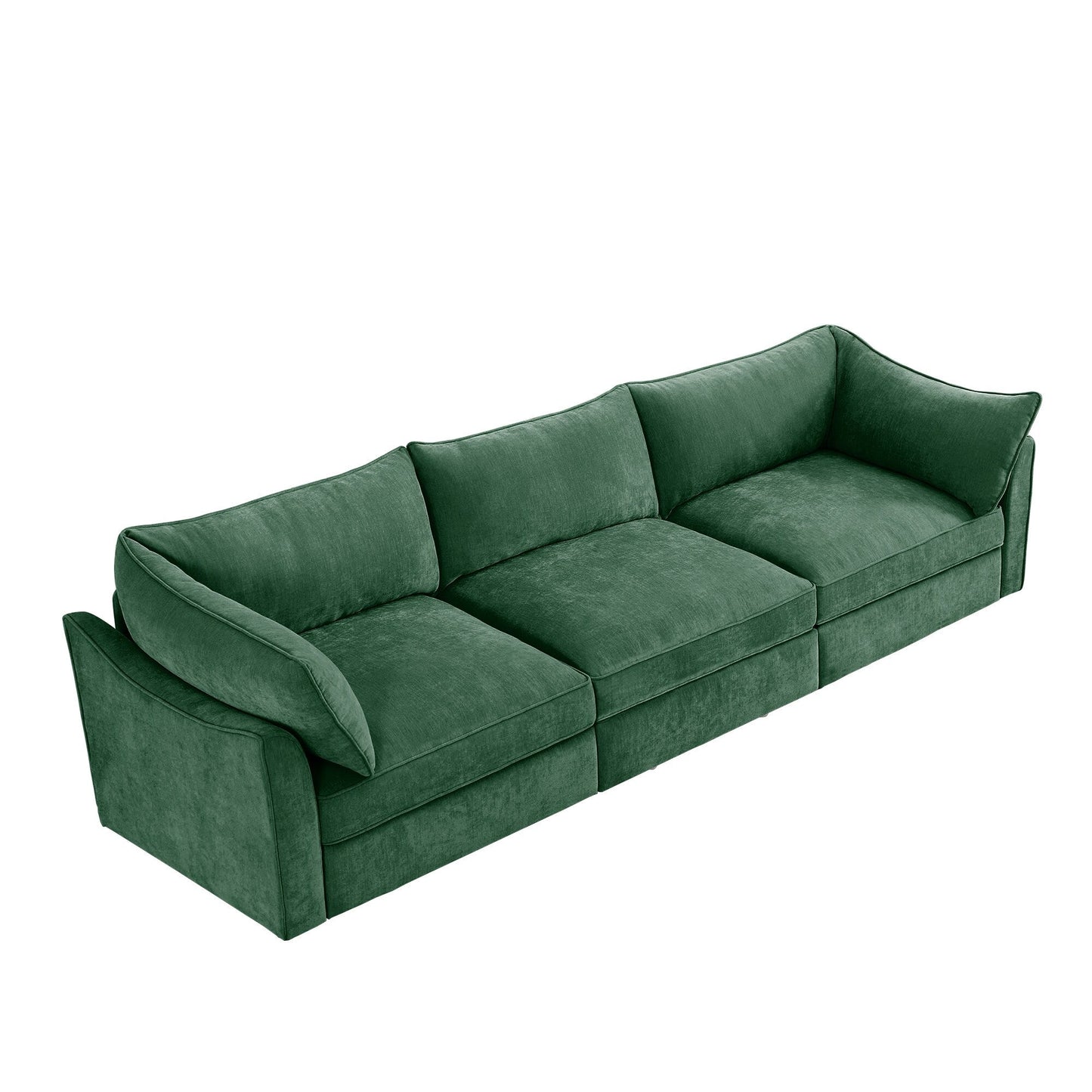 3-Seater Large Wide & Deep Sofa with Pull out Drawers Under Each Seat, Crescent-Shaped Armrests and Wraparound Back
