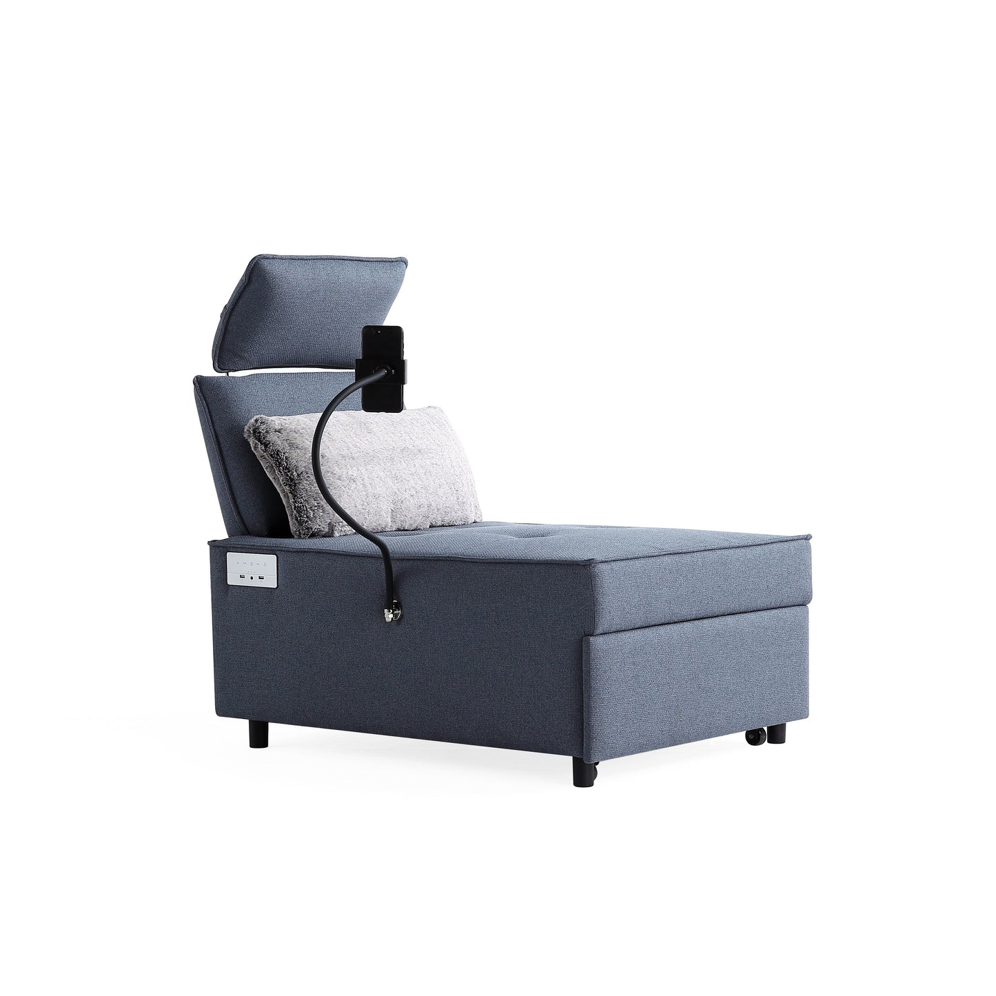 3-in-1 Convertible Chair Bed Adjustable Sofa Reclining Lounge with Bluetooth Speakers, USB Ports and Soft Pillow