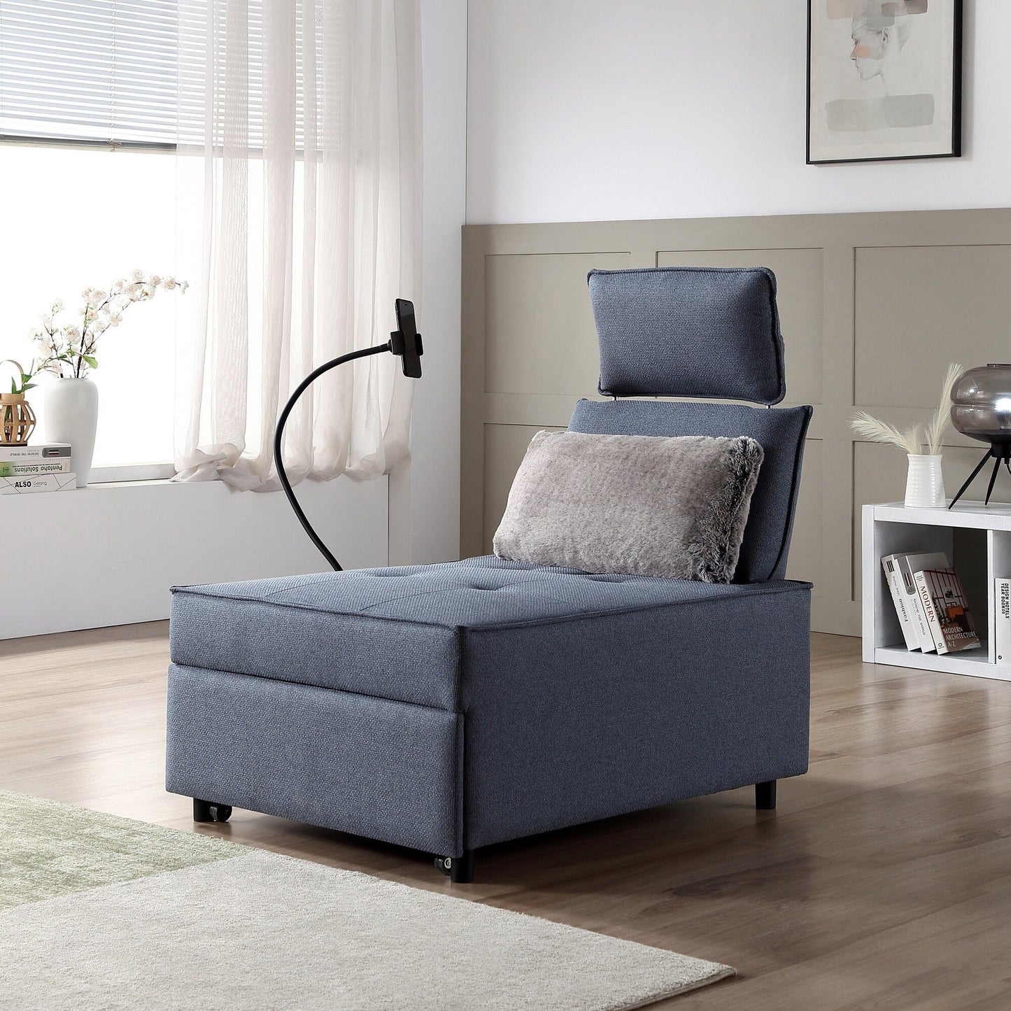 3-in-1 Convertible Chair Bed Adjustable Sofa Reclining Lounge with Bluetooth Speakers, USB Ports and Soft Pillow