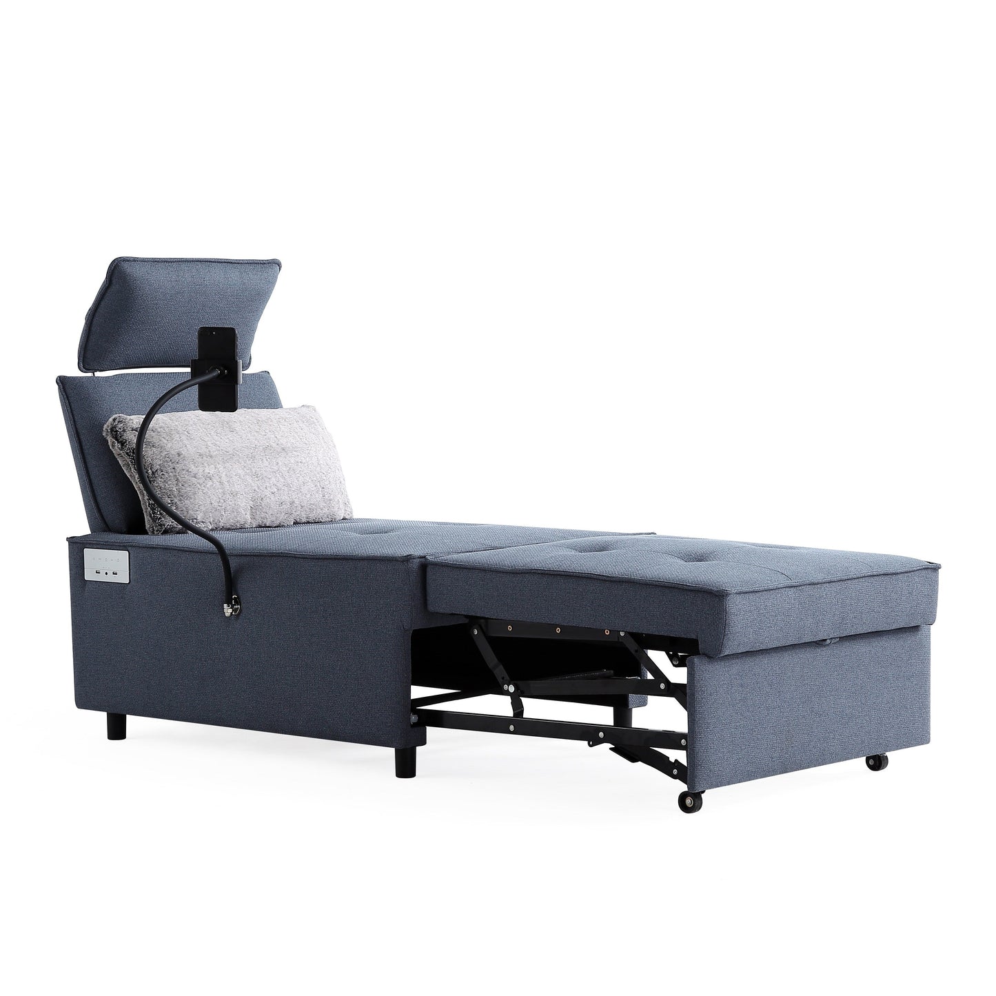 3-in-1 Convertible Chair Bed Adjustable Sofa Reclining Lounge with Bluetooth Speakers, USB Ports and Soft Pillow