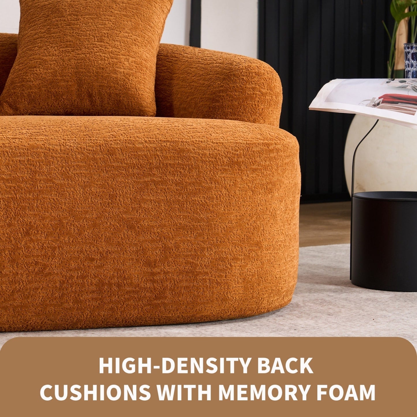 30D Chenille No-Assembly Compact Curved Loveseat Full Compression Sponge Sofa