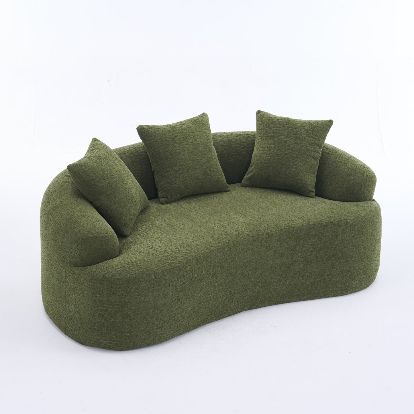30D Chenille No-Assembly Compact Curved Loveseat Full Compression Sponge Sofa