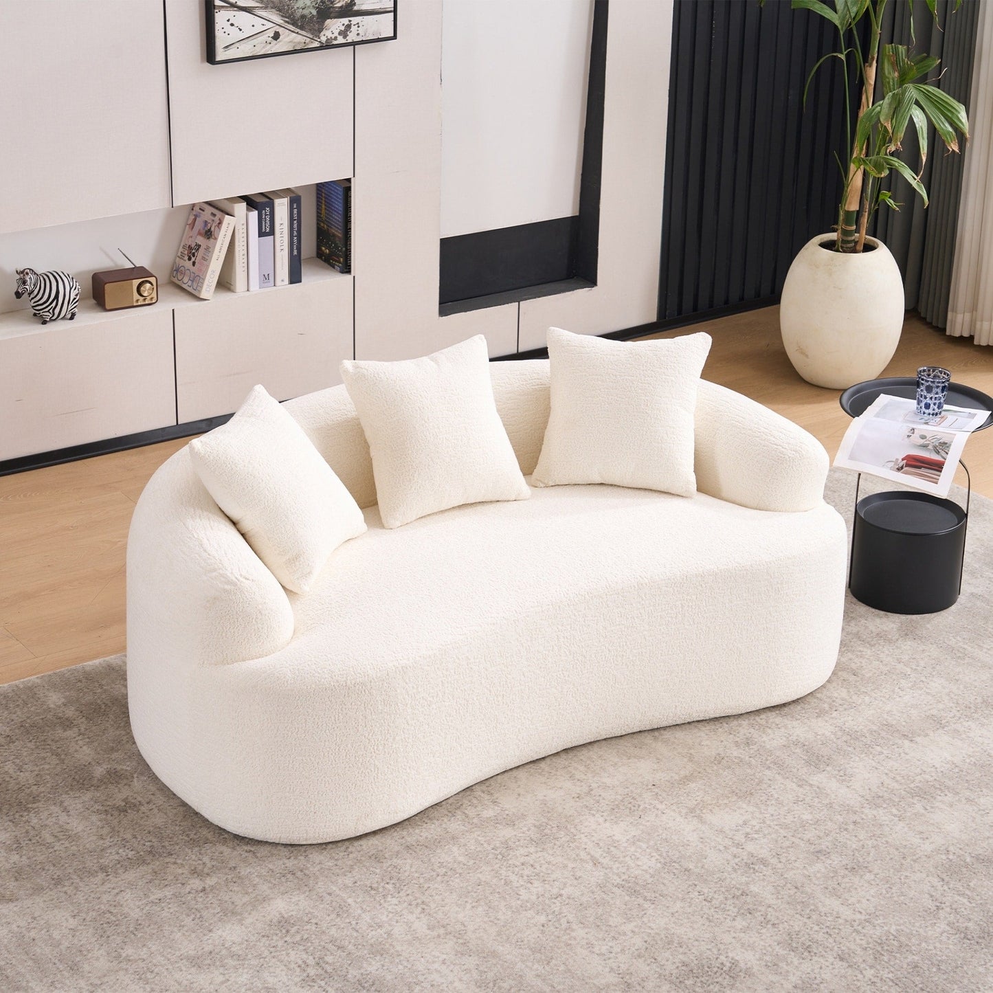 30D Chenille No-Assembly Compact Curved Loveseat Full Compression Sponge Sofa