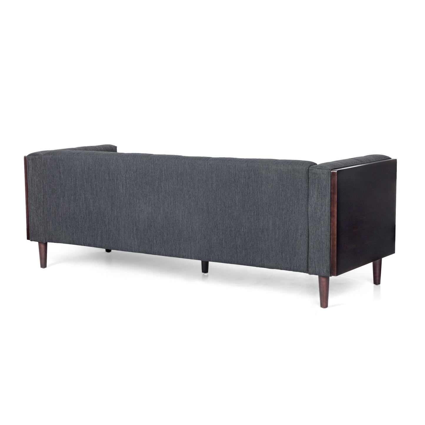 31.5 Button Tufted 3-seater Sofa with Wood Legs and Rubberwood Frame for Living Room