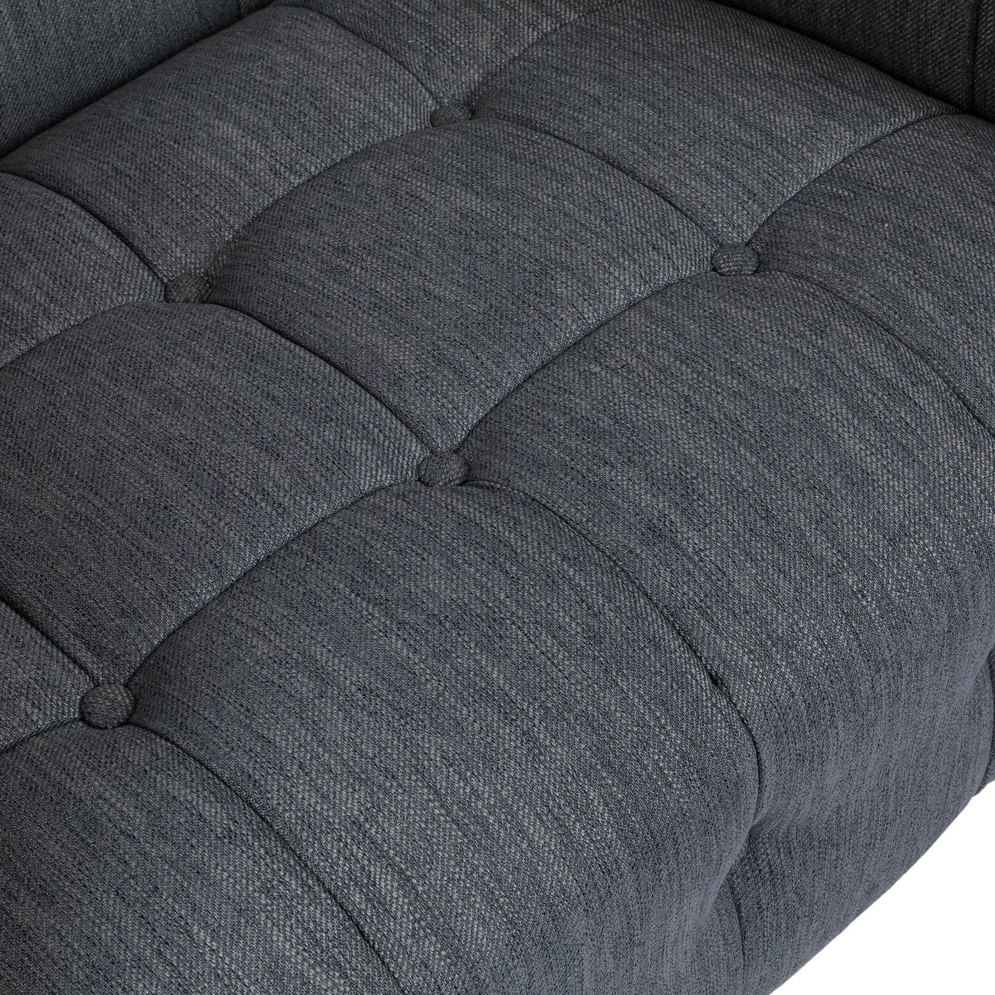31.5 Button Tufted 3-seater Sofa with Wood Legs and Rubberwood Frame for Living Room