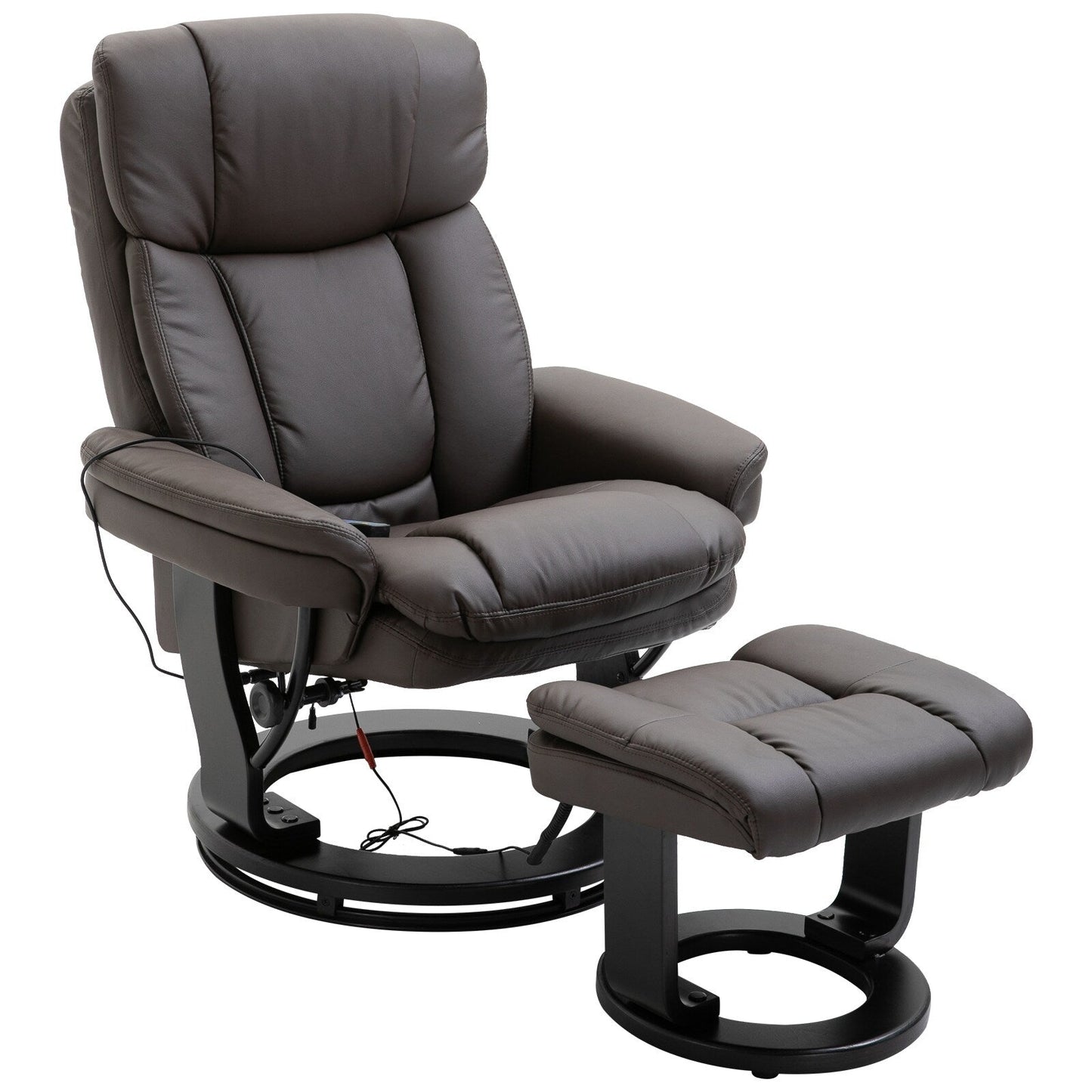 360° Swivel Massage Recliner Chair PU Leather Armchair Living Room Lounge Chair with Footrest and Remote