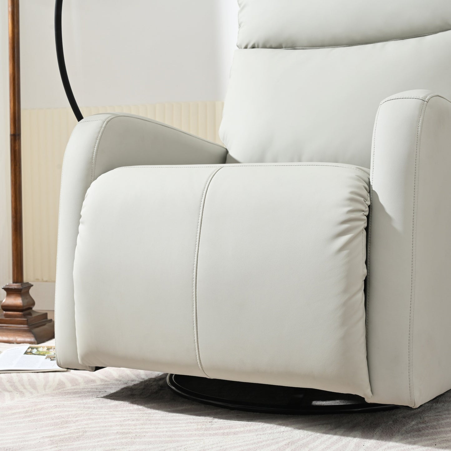 360° Swivel Rocking Recliner Chair with Phone Holder, Footrest, Adjustable Position for Living Room & Home Theater
