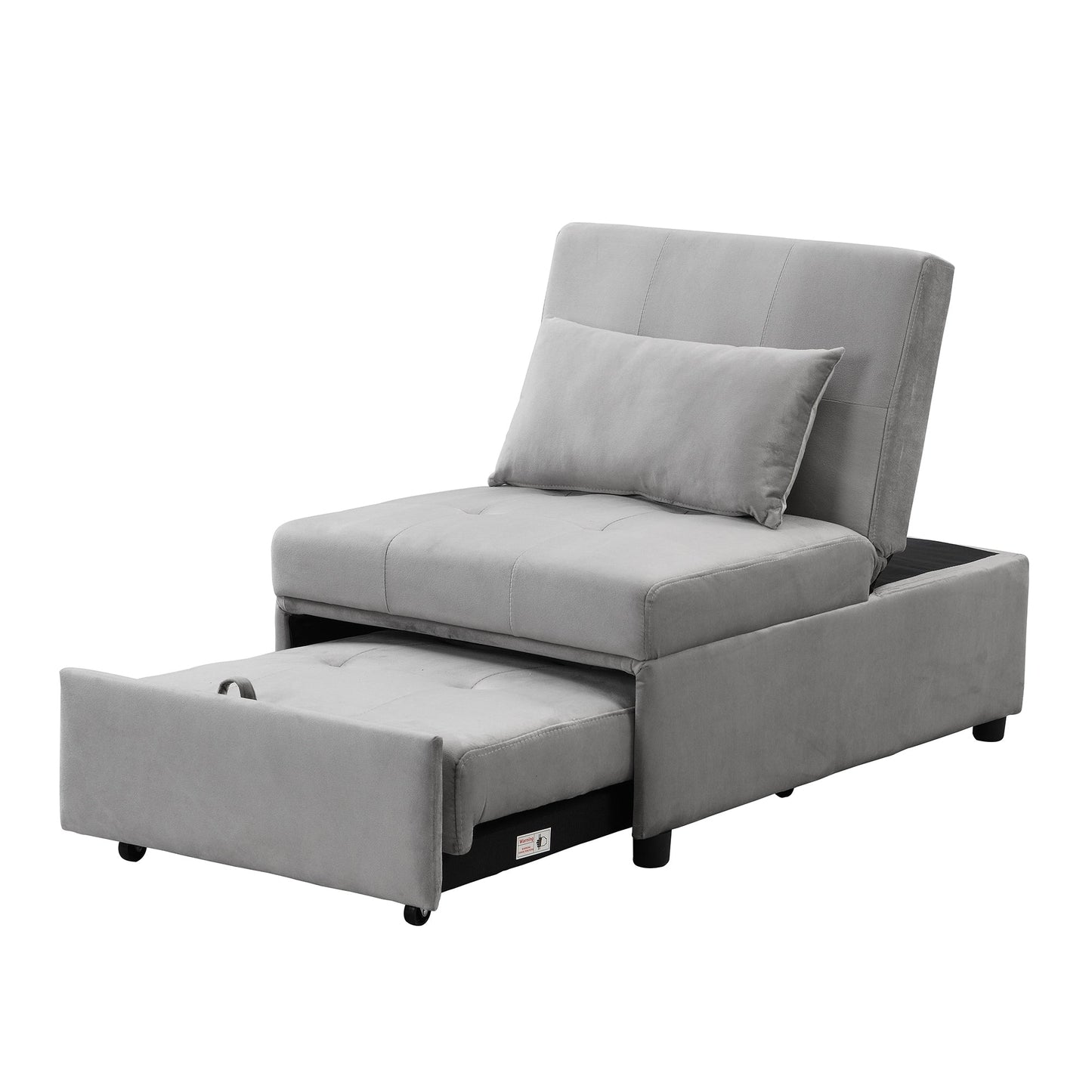 39.8 Single Folding Ottoman Sofa Bed with Adjustable Back and Pillows for Living Room