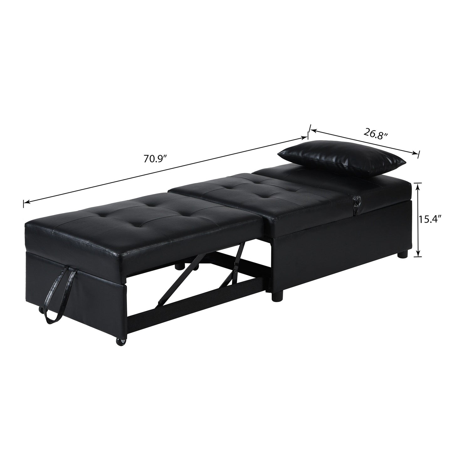 39.8 Single Folding Ottoman Sofa Bed with Adjustable Back and Pillows for Living Room