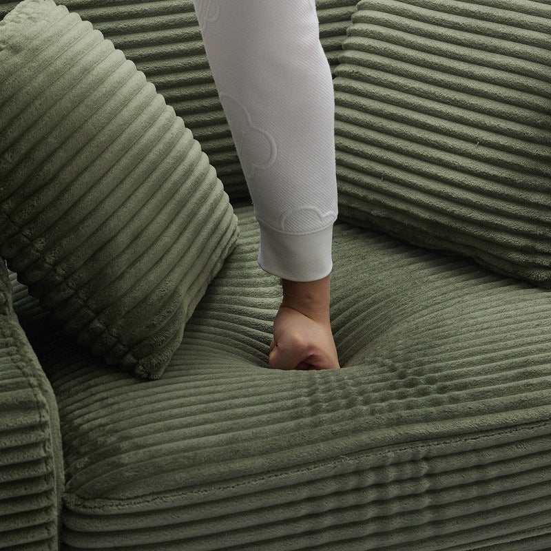 42.12 Corduroy Upholstered Sofa + Ottoman