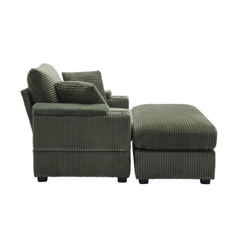42.12 Corduroy Upholstered Sofa + Ottoman