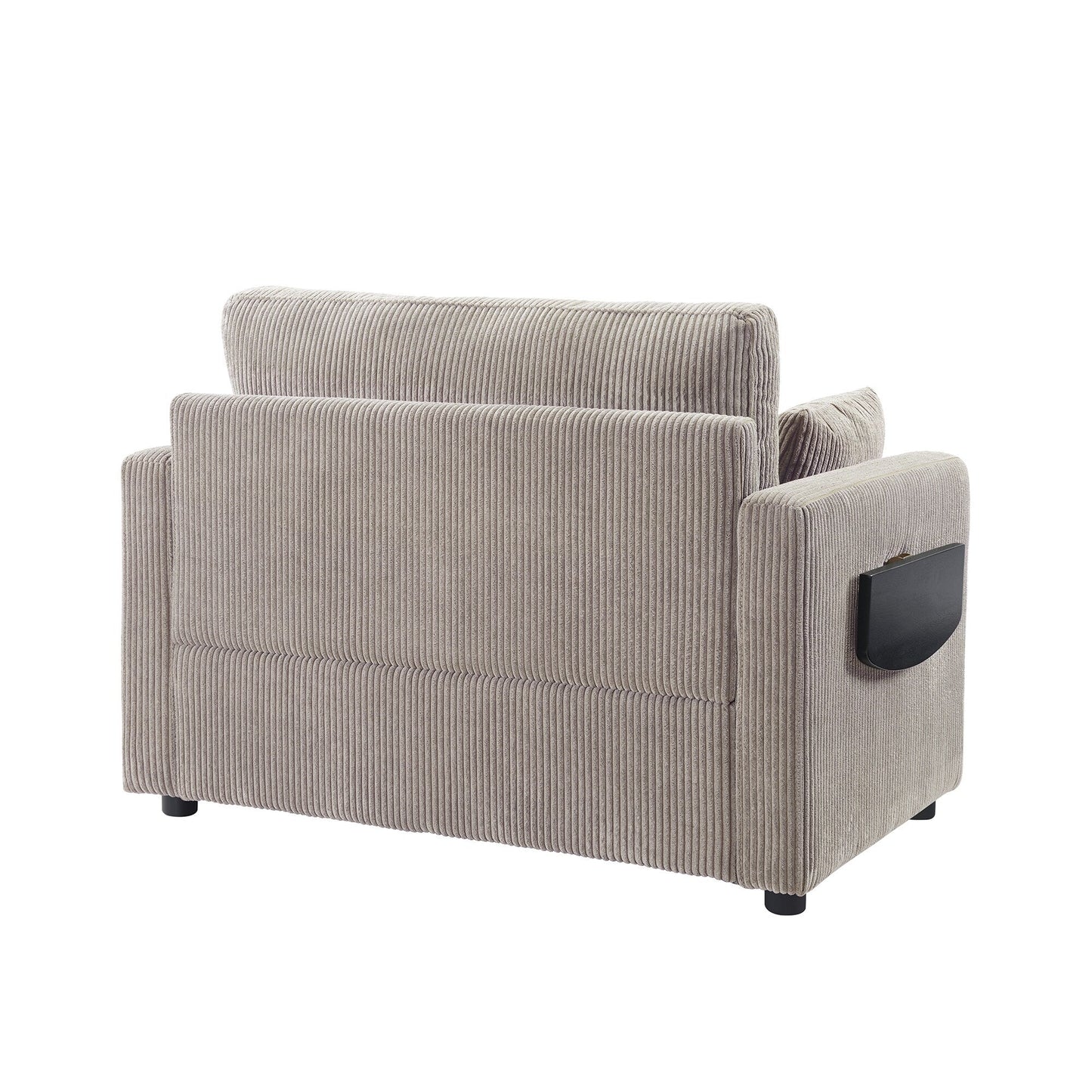 47.2 Corduroy Twin Sleeper Sofa with Foldable Mattress, Side Table, USB Ports, and Storage Pocket