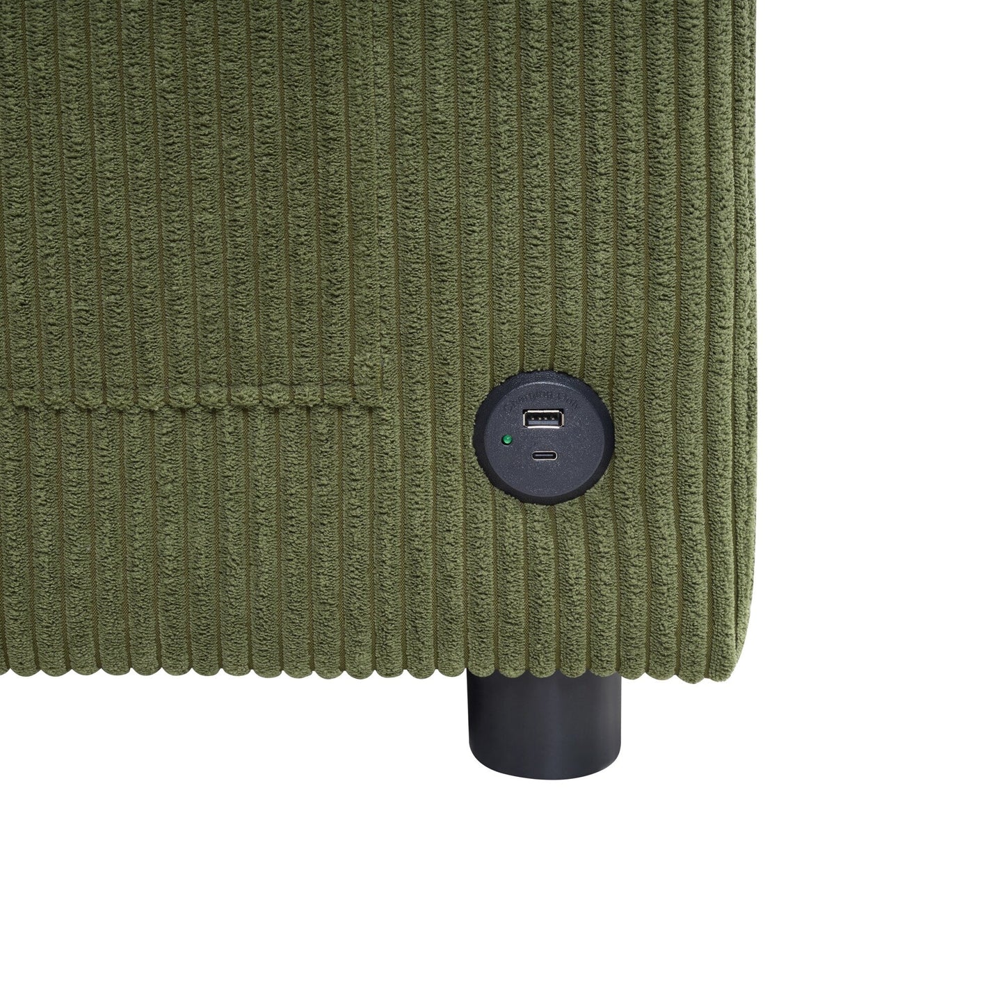 47.2 Corduroy Twin Sleeper Sofa with Foldable Mattress, Side Table, USB Ports, and Storage Pocket