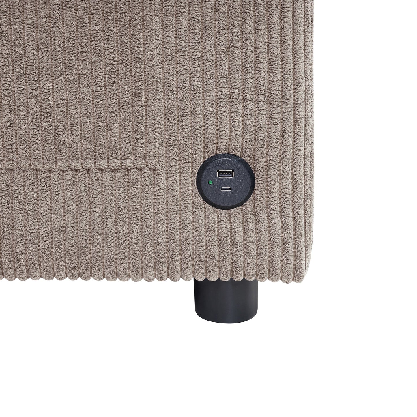 47.2 Corduroy Twin Sleeper Sofa with Foldable Mattress, Side Table, USB Ports, and Storage Pocket