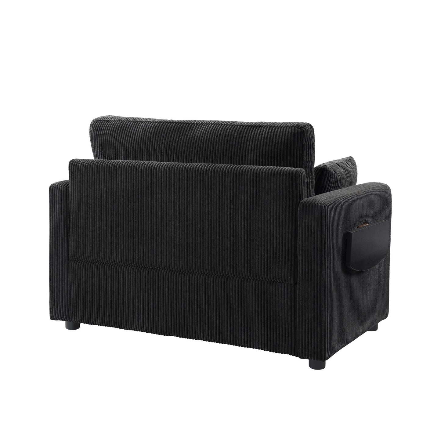 47.2 Corduroy Twin Sleeper Sofa with Foldable Mattress, Side Table, USB Ports, and Storage Pocket