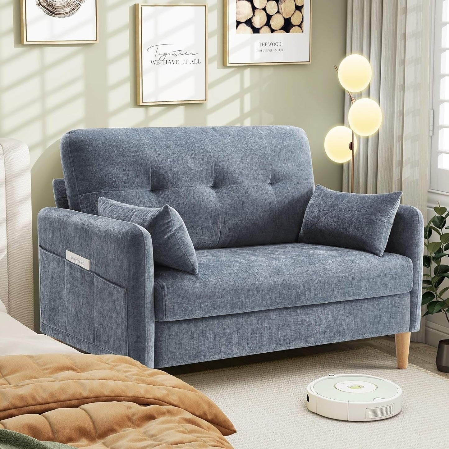 47 Chenille Loveseat - Small Space Sofa with Removable Cover & Pillow, Perfect for Apartment/DormÂ