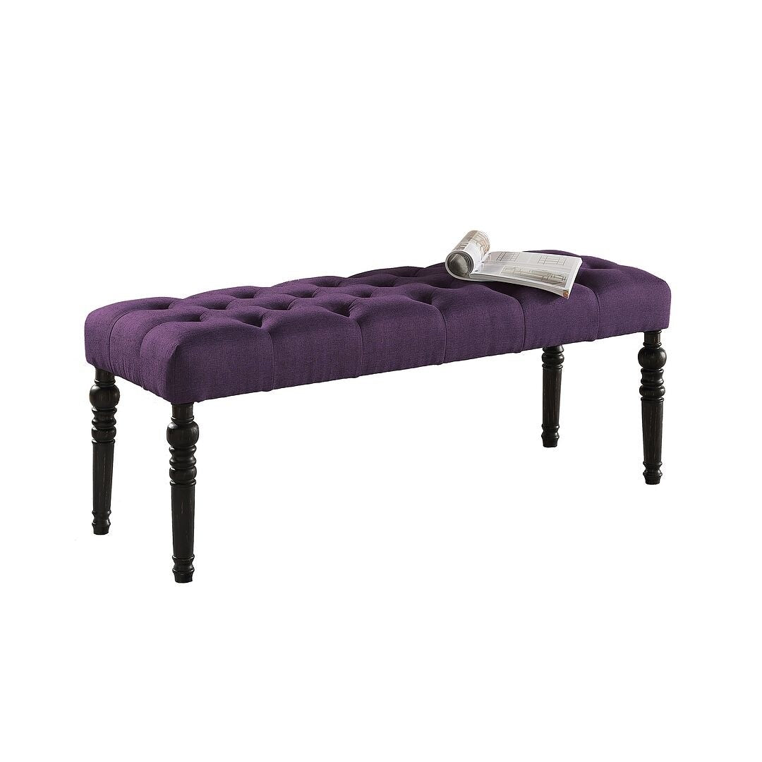 48x16x19.5 Contemporary Fabric Tufted Turned Leg Dining Bench - 48x16x19.5inch