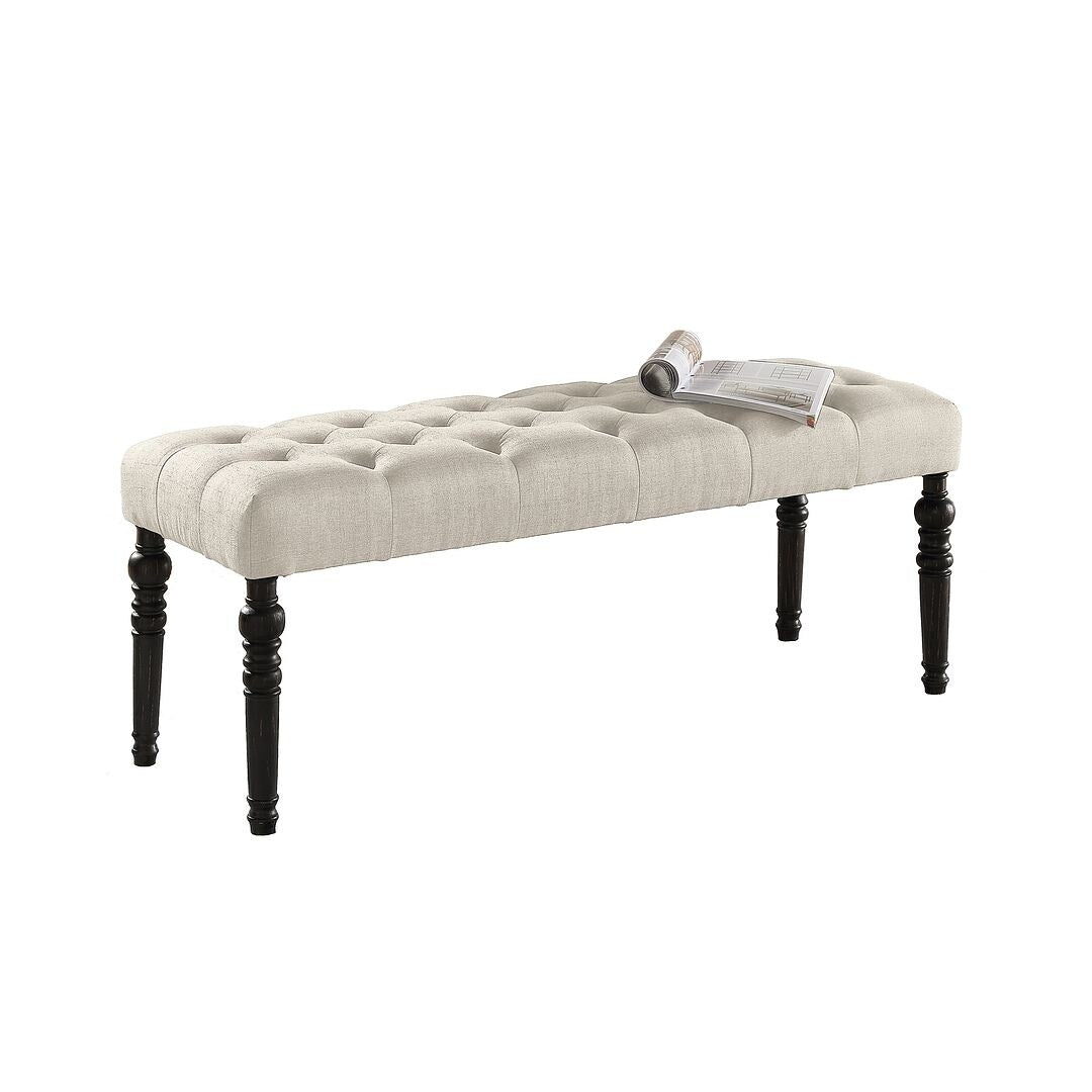 48x16x19.5 Contemporary Fabric Tufted Turned Leg Dining Bench - 48x16x19.5inch