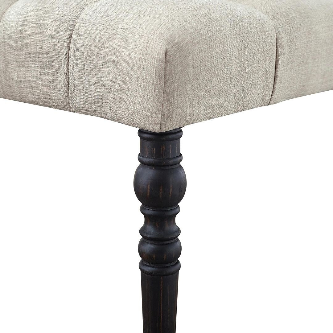 48x16x19.5 Contemporary Fabric Tufted Turned Leg Dining Bench - 48x16x19.5inch