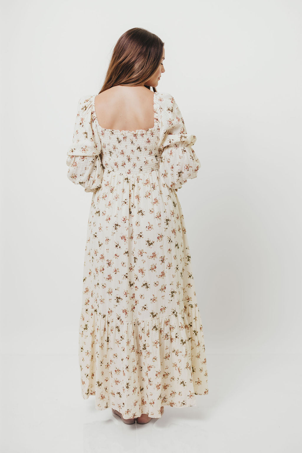Emerson Maxi Dress with Long Sleeves in Ivory