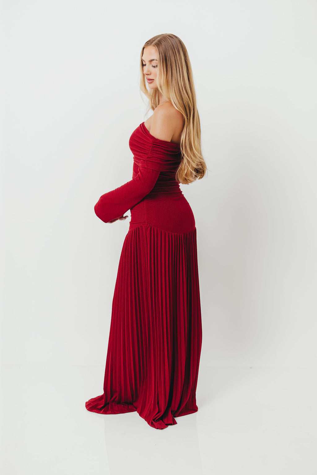 Lennox Long Sleeve Maxi Dress in Red