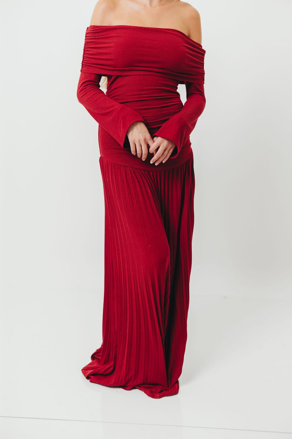 Lennox Long Sleeve Maxi Dress in Red