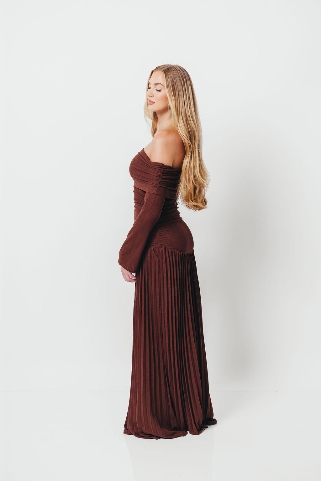 Lennox Long Sleeve Maxi Dress in Brown