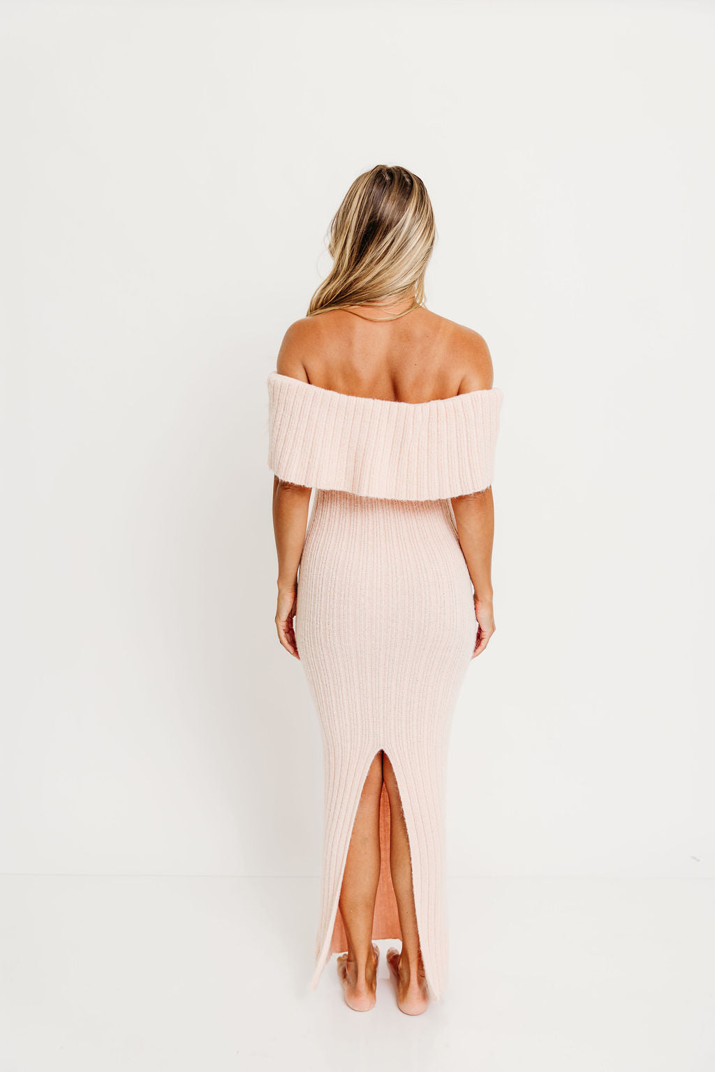 Aston Bow Front Maxi Sweater Dress in Pinkish Petal – Bump Friendly & Inclusive Sizing (S-3XL)