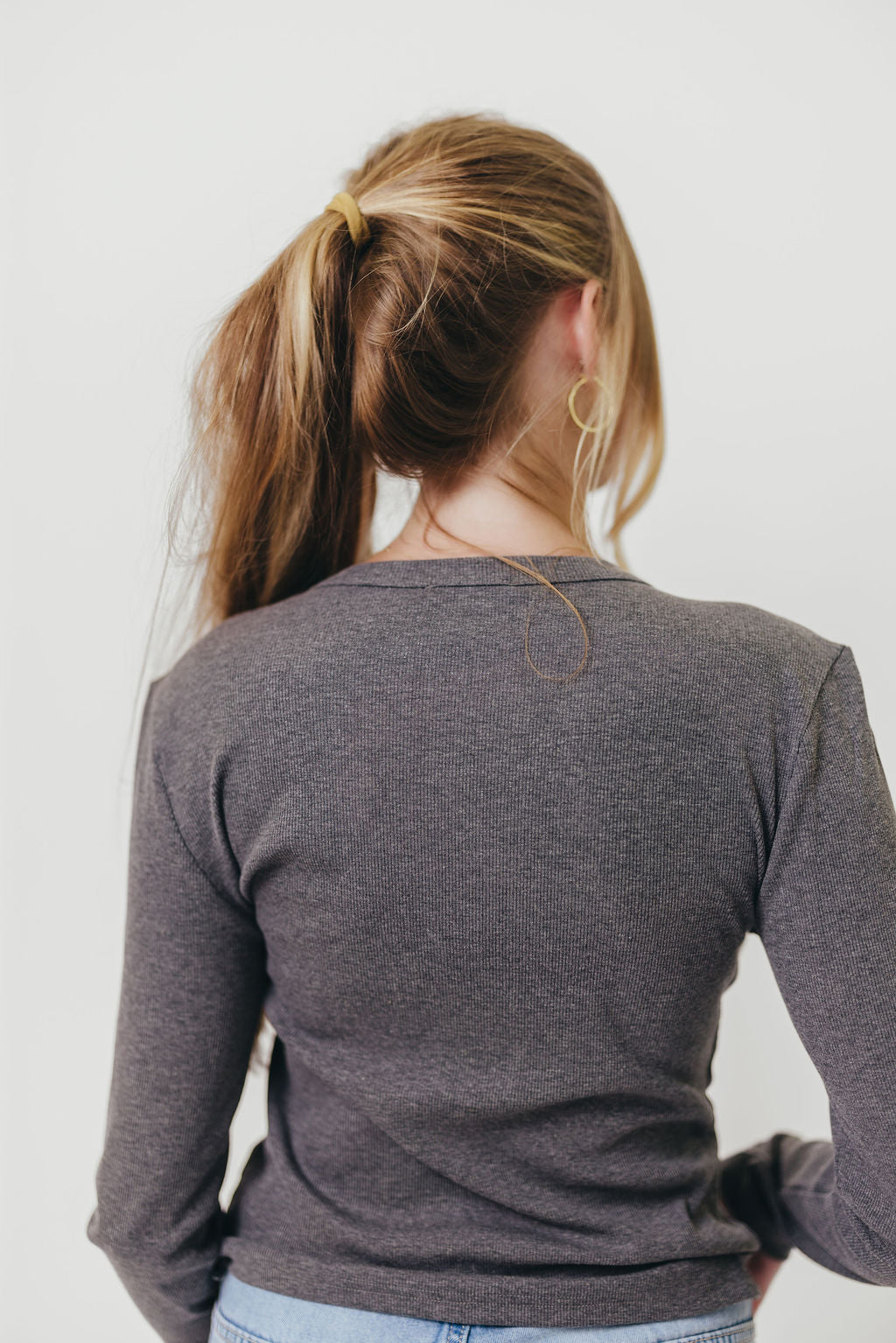 Kathy Long Sleeve Tee in Charcoal