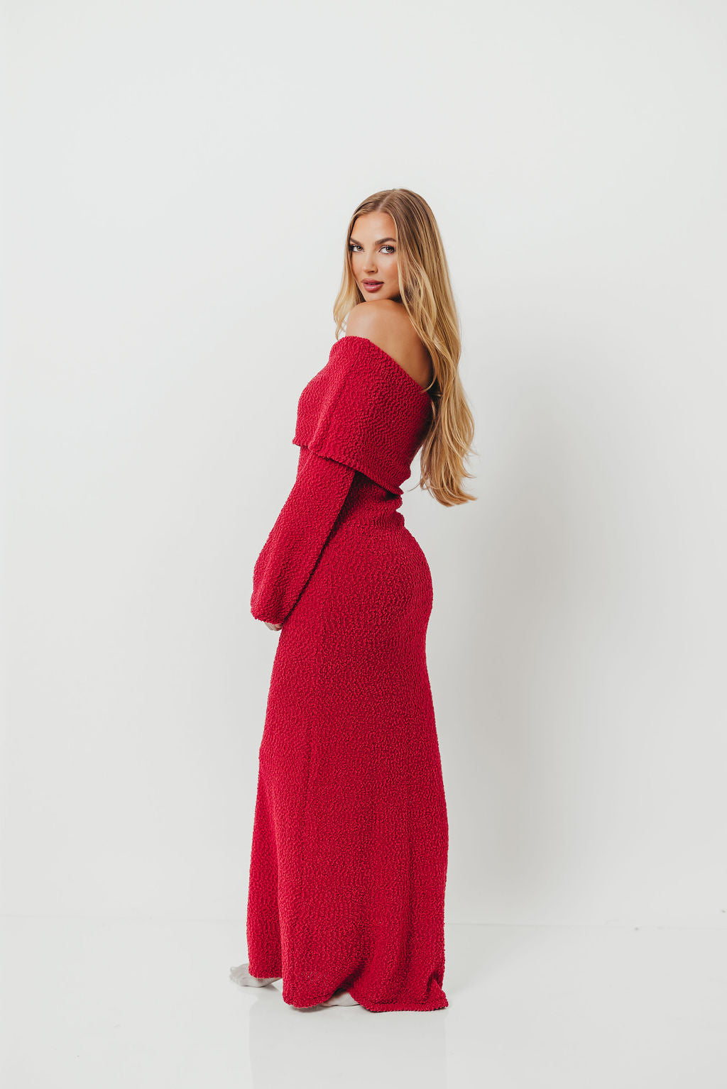 Nora Knit Maxi Dress in Muted Red - Bump Friendly