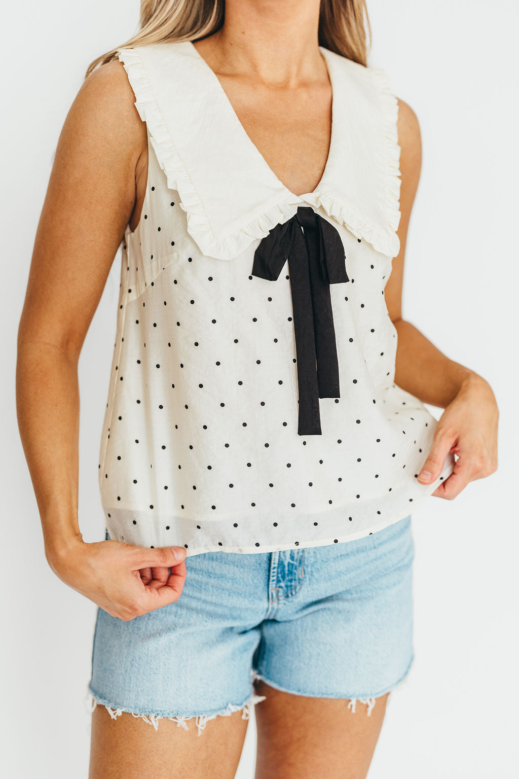 Nelly Polka Dot Blouse in Cream/Black