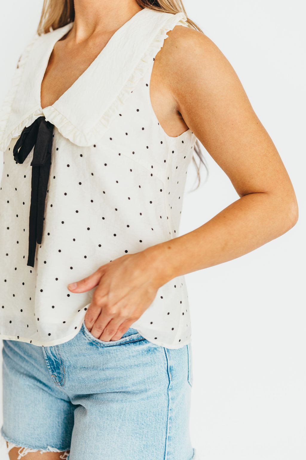 Nelly Polka Dot Blouse in Cream/Black