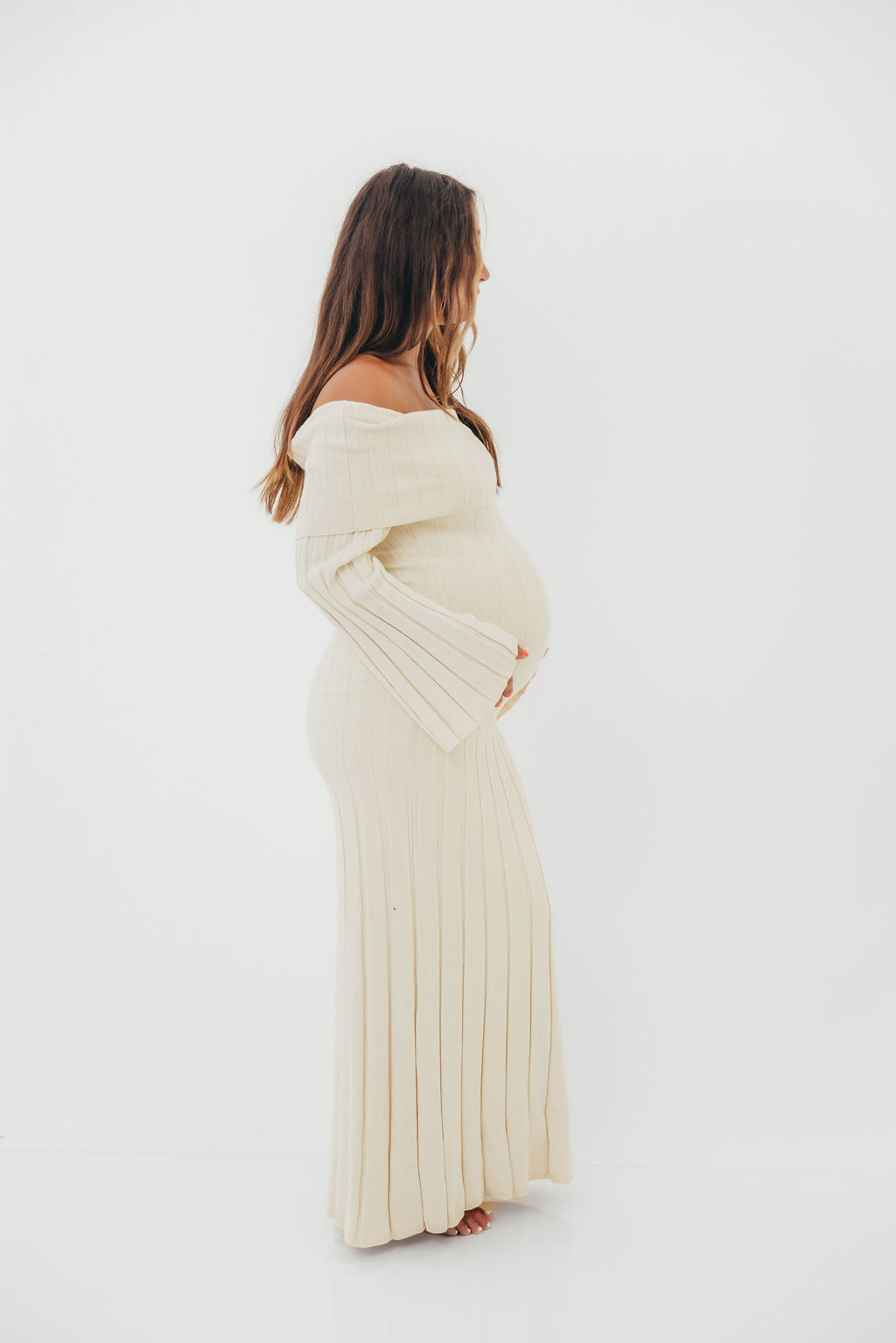 Evella Maxi Dress in Cream - Bump Friendly & Inclusive Sizing