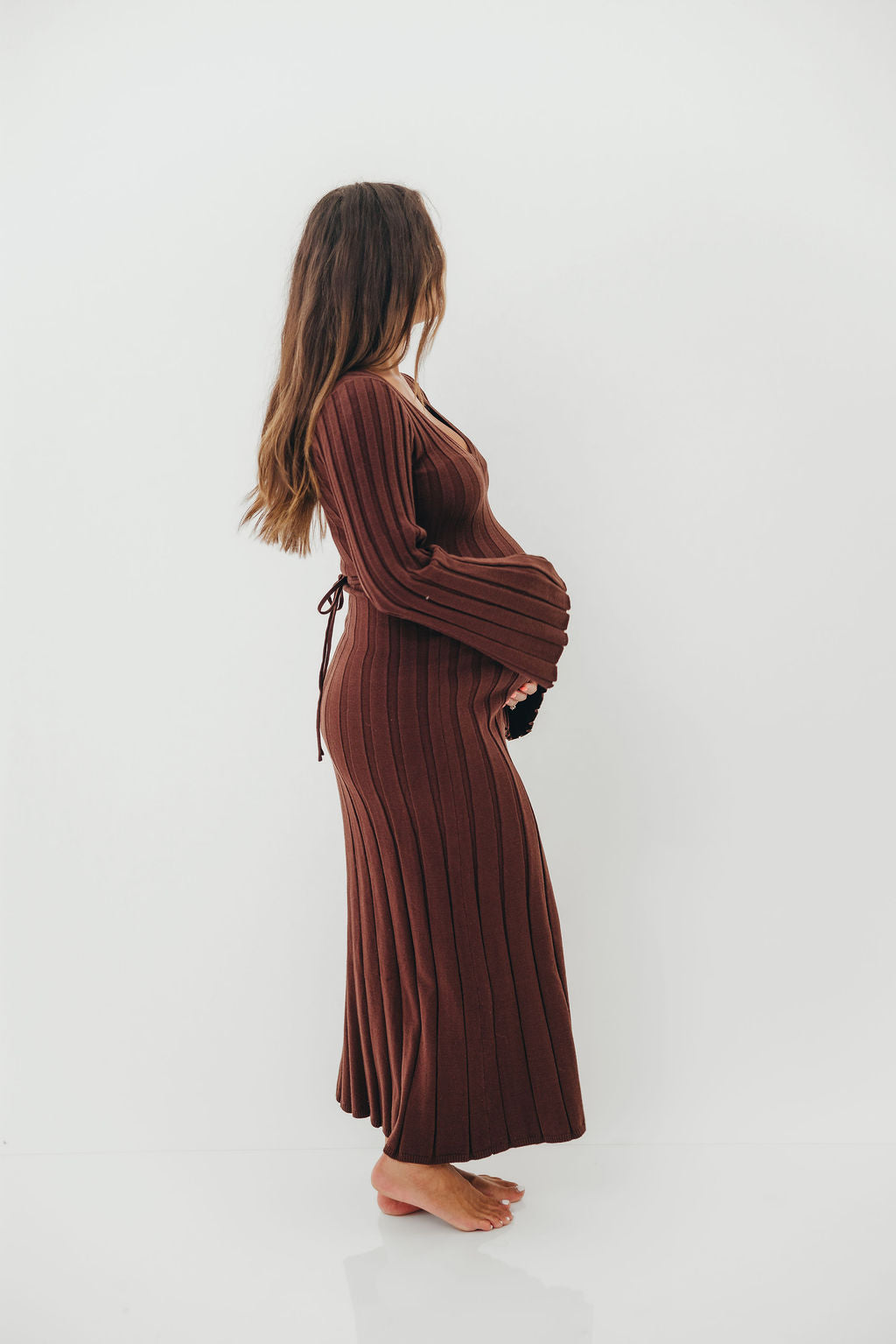 Hearth V-Neck Maxi Dress in Brown - Bump Friendly