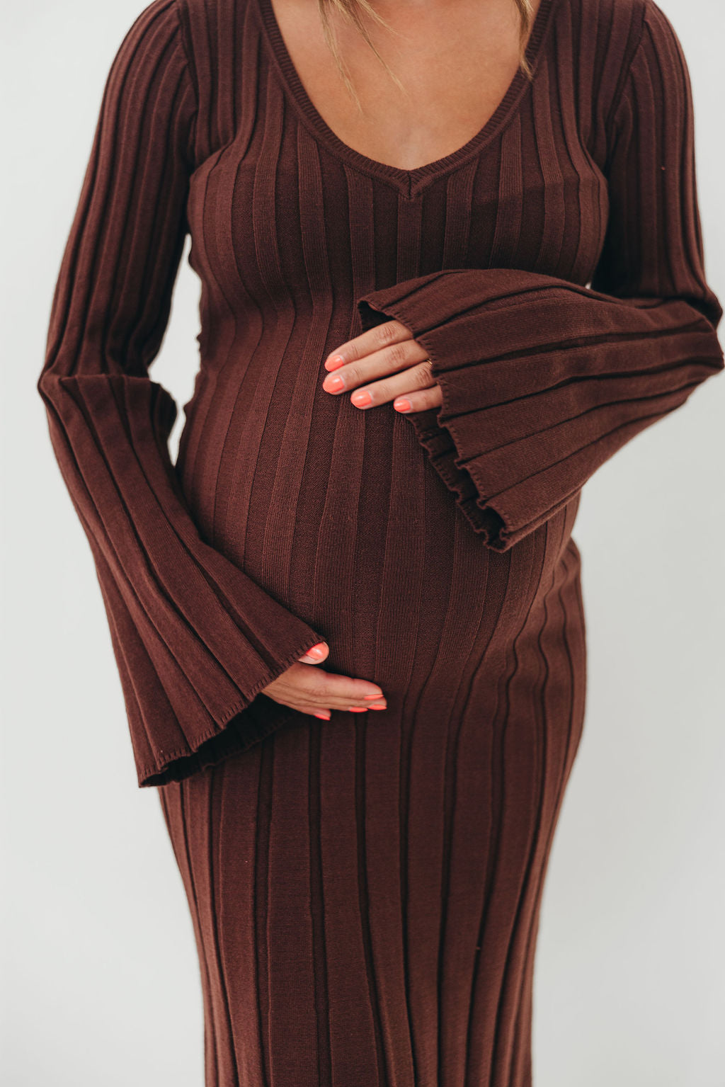Hearth V-Neck Maxi Dress in Brown - Bump Friendly